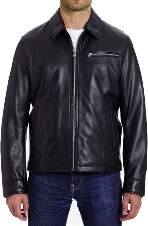 Michael Michael Kors Men's Zip Front Leather Jacket (Large)